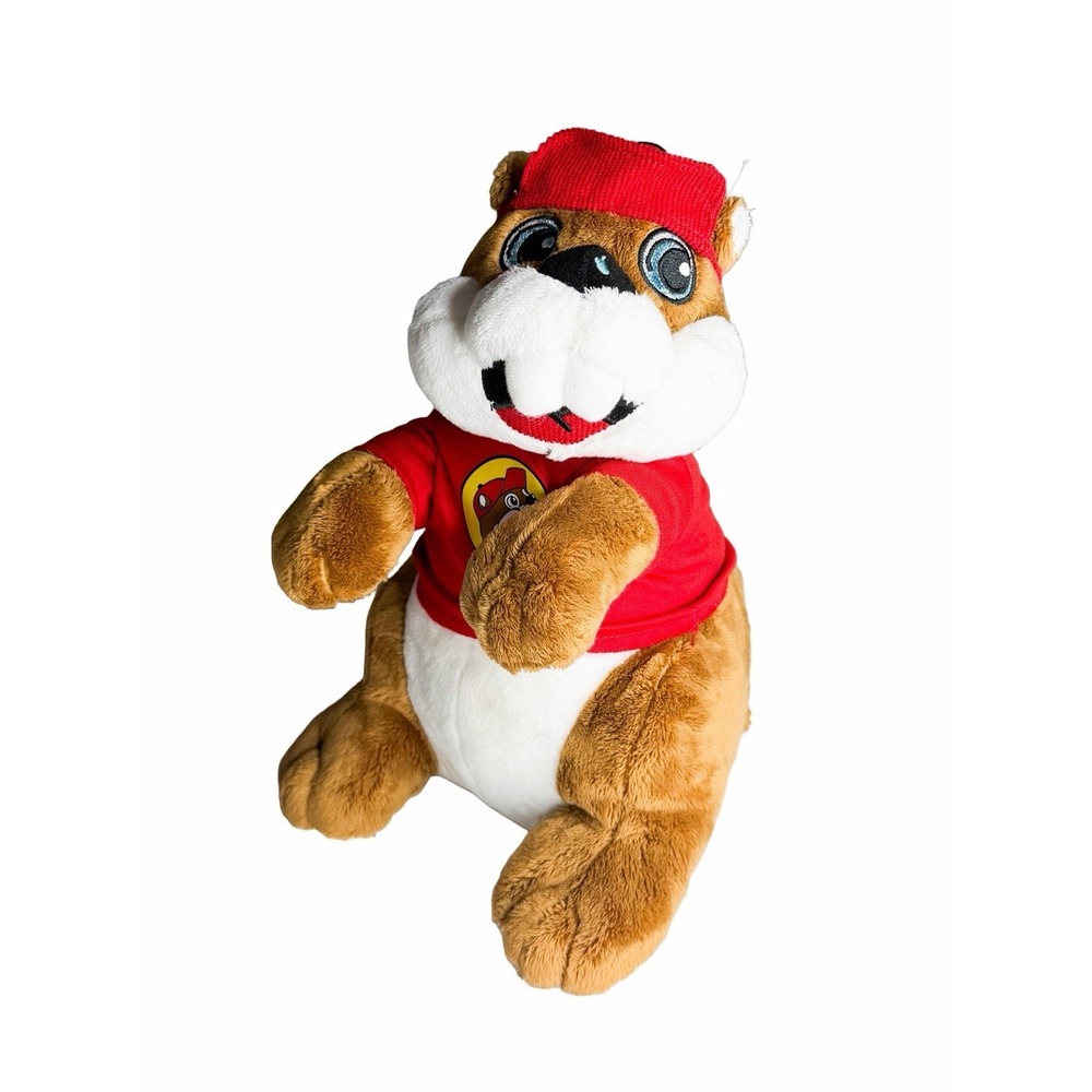 Buc-ee's Beaver Plush Toy 10" Stuffed Animal Red Shirt Hat Texas Mascot Gift EUC